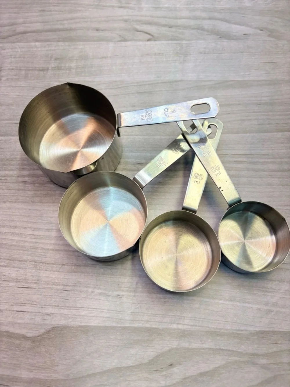 World Market Metal Brass Tone Stainless Steel Measuring Cups Set